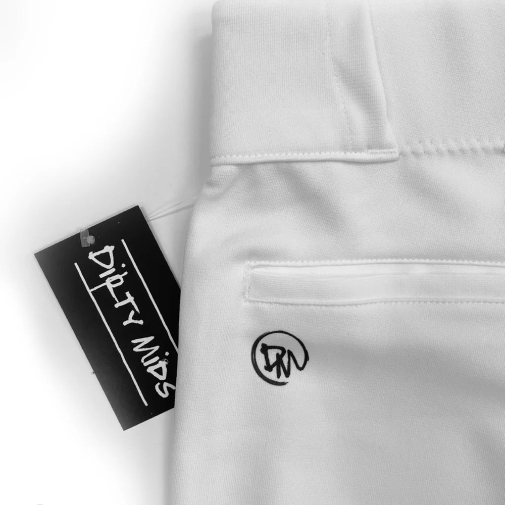 Two pairs of brand new Dirty Mids White Pants with Logo Detail